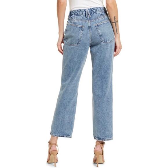 Good American Jeans Women's Size 28 Blue 90's Duster Straight Leg Distressed - Picture 8 of 15